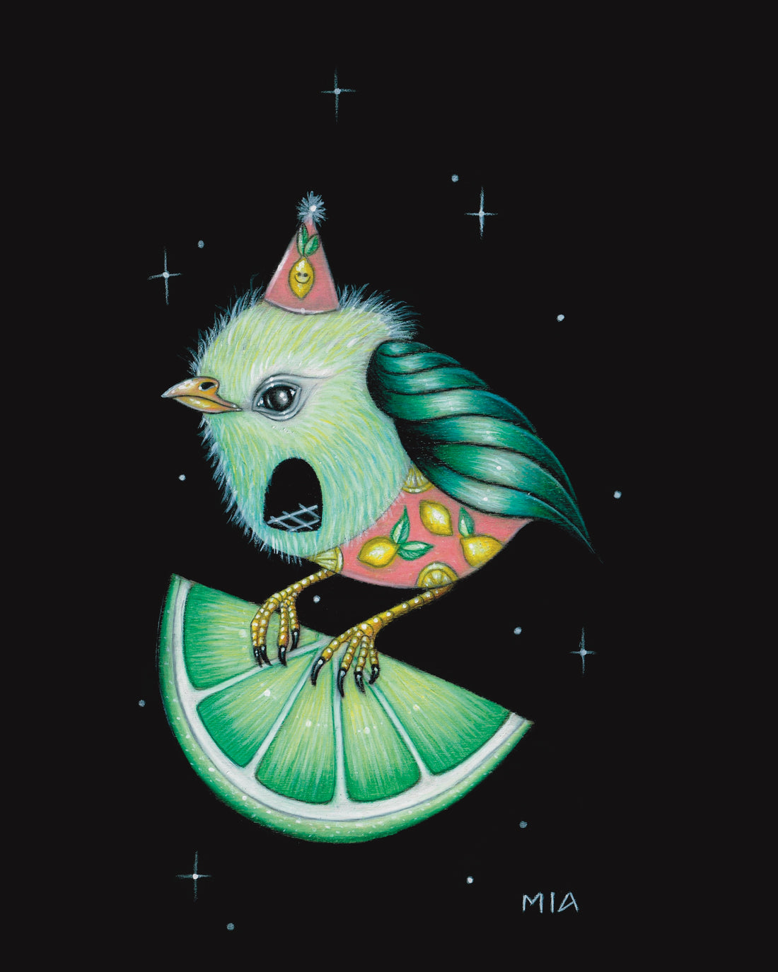 Key Lime Space Birdie - Canvas and Paper Prints